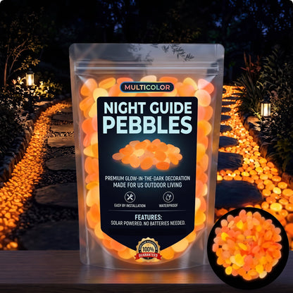 PKNEW® 🍇 Svítící zahradní kamínky nabíjené světlem ✨ – barevná noční záře bez kabelů a baterií, voděodolná dekorace pro cestičky, květináče, záhony, terasu i okolí bazénu