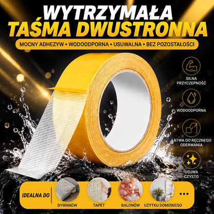 🔥🔥PKNEW® Wytrzymała taśma dwustronna🍇, mocny klej, wodoodporna i usuwalna, bez śladów, idealna do dywanów, tapet, balonów i użytku domowego 🔥