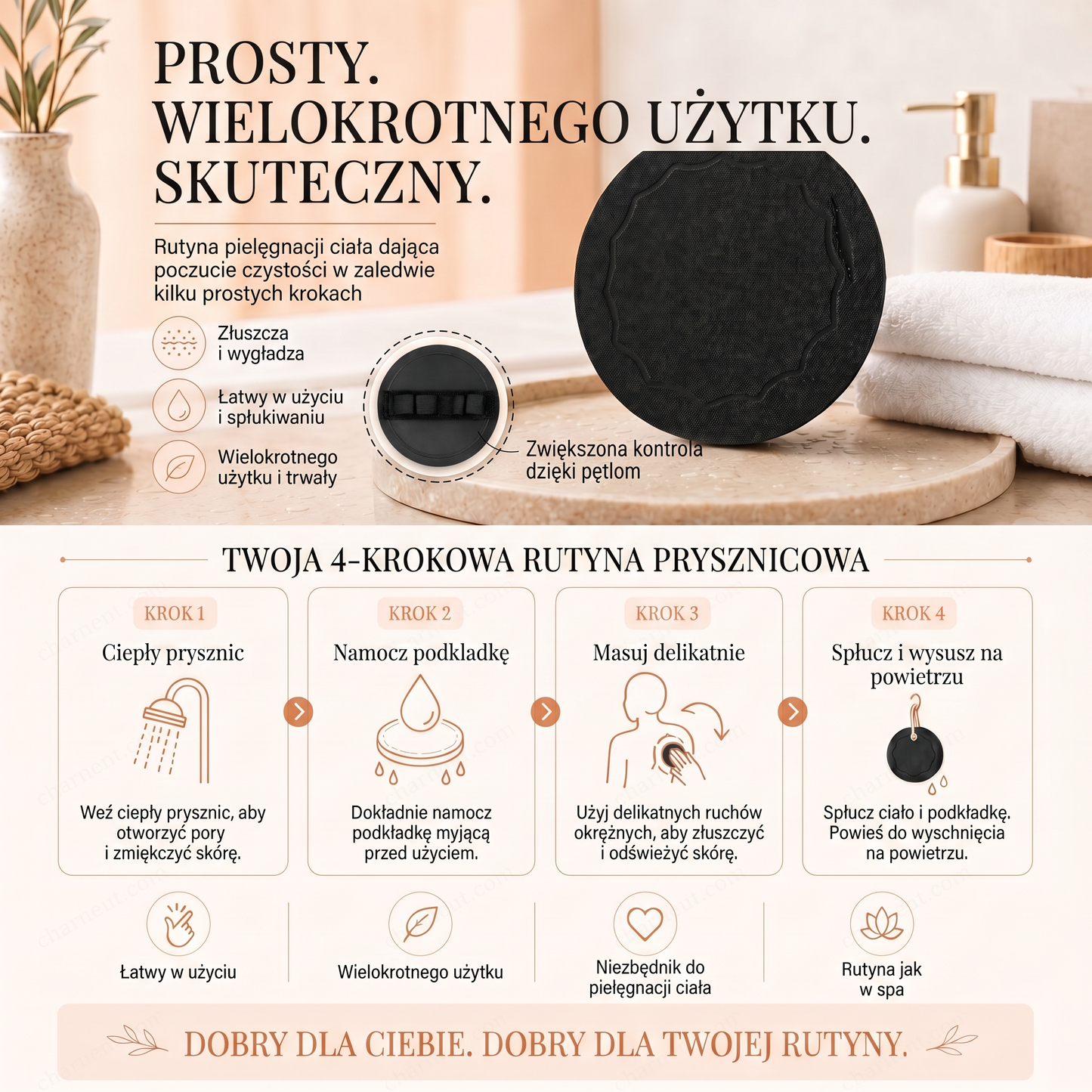 🔥🔥🚿 Głęboko oczyszczająca i złuszczająca myjka do ciała – delikatnie usuwa martwy naskórek i działa jak gąbka SPA 🧖‍♀️