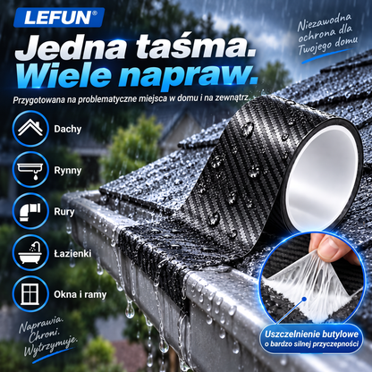LEFUN® 💧 Wyjątkowo mocna taśma wodoodporna – warstwa ochronna o wyglądzie karbonu + uszczelka butylowa chroniąca przed przeciekami i wilgocią