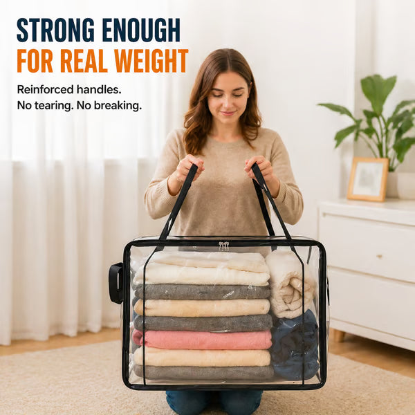 ⏰🌈LIMITED TIME 40% OFF! 🏠 Transparent Large-Capacity Dustproof & Moisture-Proof Storage Bag – Perfect for Clothes, Toys, Books & More ✨