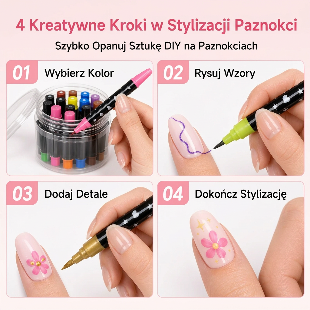 OSTATNI DZIEŃ · 50% ZNIŻKI 🌈 Zestaw 24 dwustronnych pisaków do zdobienia paznokci 💎