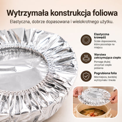 🔥🔥 PKNEW® Składana aluminiowa osłona na żywność | Utrzymuje ciepło i świeżość potraw oraz chroni je przed muszkami owocówkami