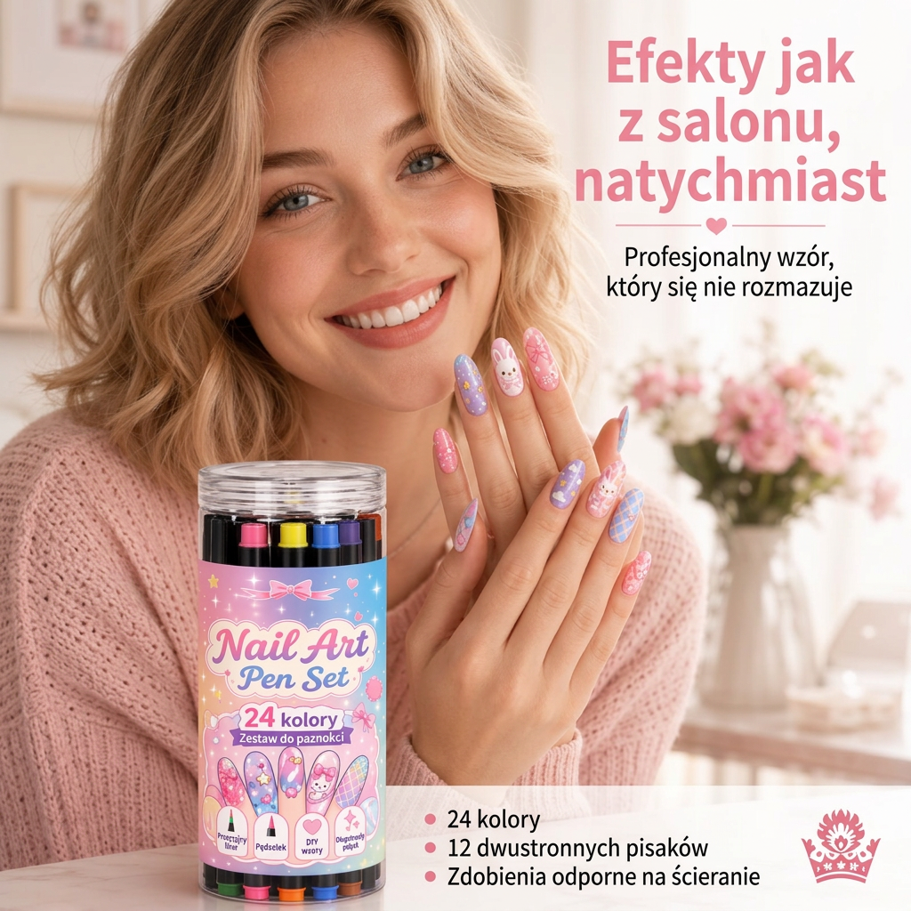OSTATNI DZIEŃ · 50% ZNIŻKI 🌈 Zestaw 24 dwustronnych pisaków do zdobienia paznokci 💎