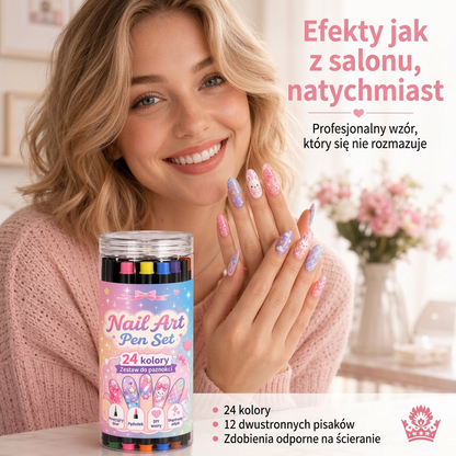 OSTATNI DZIEŃ · 50% ZNIŻKI 🌈 Zestaw 24 dwustronnych pisaków do zdobienia paznokci 💎