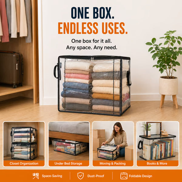 ⏰🔥LIMITED TIME 40% OFF! 🏠 Transparent Large-Capacity Dustproof & Moisture-Proof Storage Bag – Perfect for Clothes, Toys, Books & More ✨