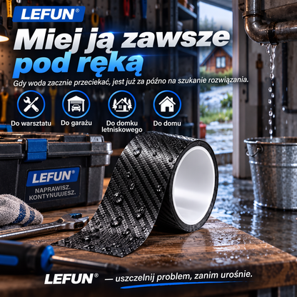 LEFUN® 💧 Wyjątkowo mocna taśma wodoodporna – warstwa ochronna o wyglądzie karbonu + uszczelka butylowa chroniąca przed przeciekami i wilgocią