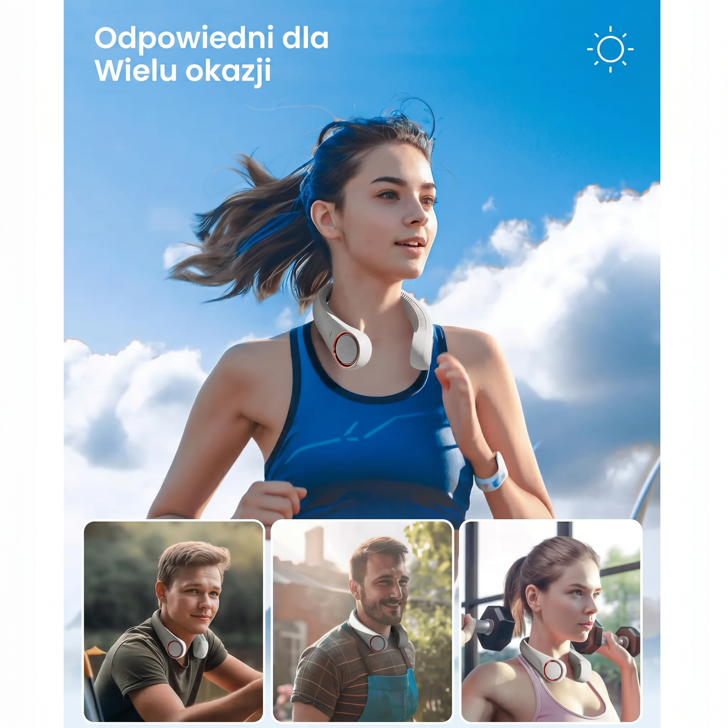 🔥🔥Przenośny wentylator na szyję PKNEW®, bezłopatkowy wentylator osobisty, chłodzenie typu hands-free do użytku na zewnątrz i w biurze