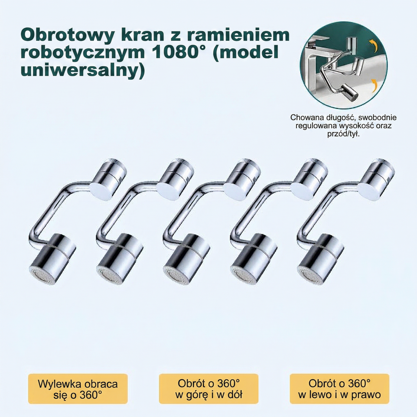 🔥🔥Uniwersalny perlator do kranu 1080° – Dwa tryby i pełna kontrola kąta