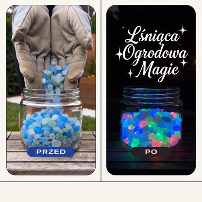 PKNEW® Świecące kamienie ogrodowe ładowane światłem 👑 – kolorowy nocny blask bez kabli i baterii, wodoodporna dekoracja na ścieżki, do doniczek, rabat, na taras oraz wokół basenu 💎