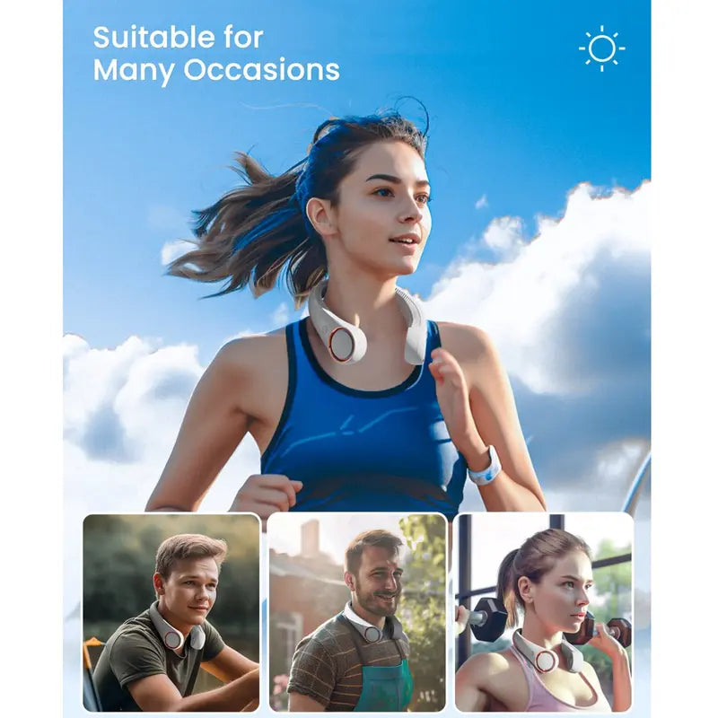 PKNEW® Portable Neck Fan, Bladeless Wearable Personal Fan, Hands-Free Cooling for Outdoor & Office