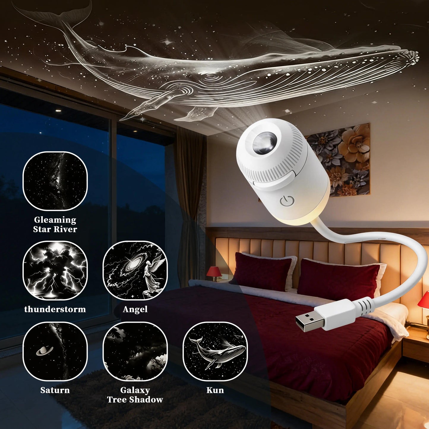 🌈PKNEW® NEXT-GEN SMART PROJECTION HD Smart Dynamic 5D Holographic Night Light Projector🌌