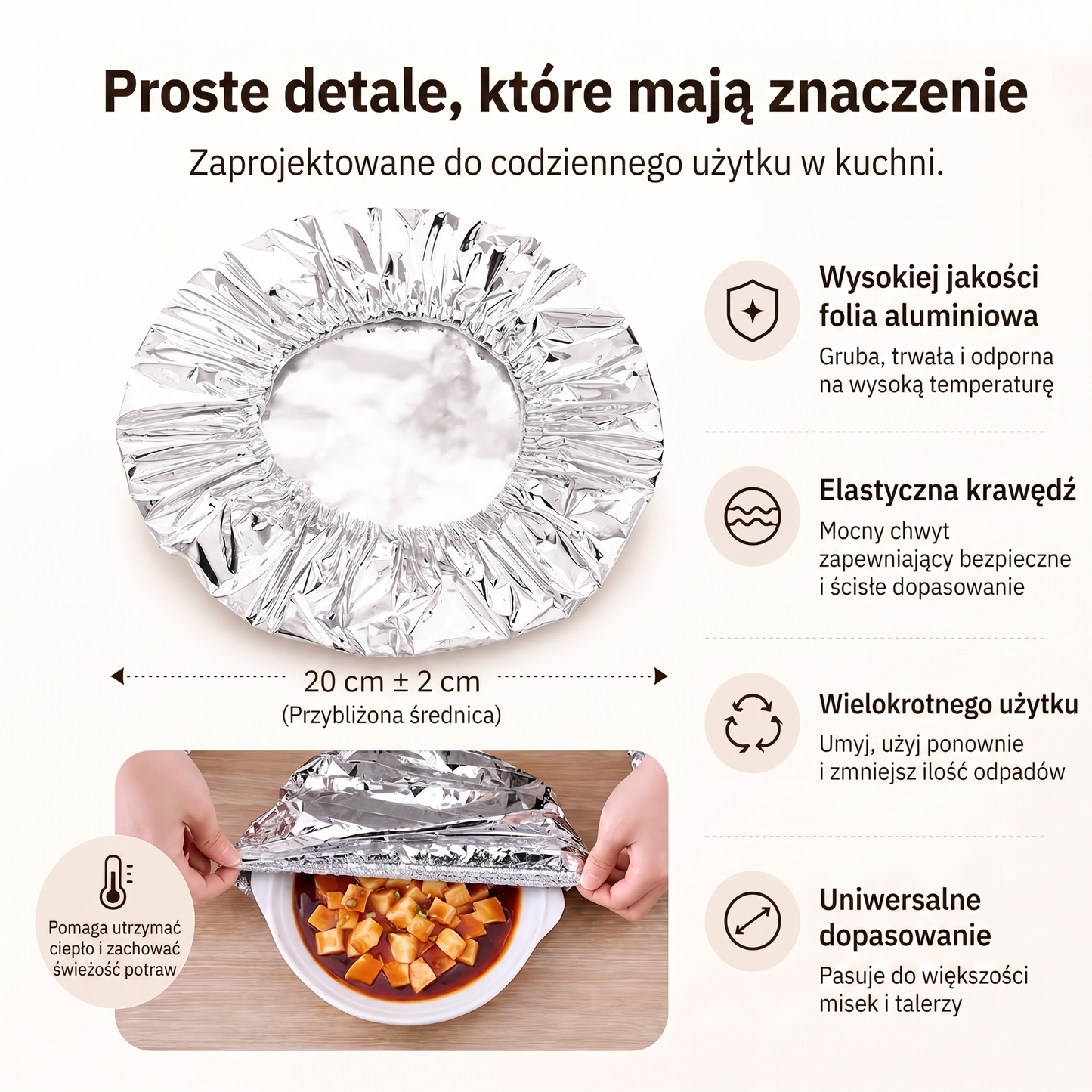 🔥🔥 PKNEW® Składana aluminiowa osłona na żywność | Utrzymuje ciepło i świeżość potraw oraz chroni je przed muszkami owocówkami