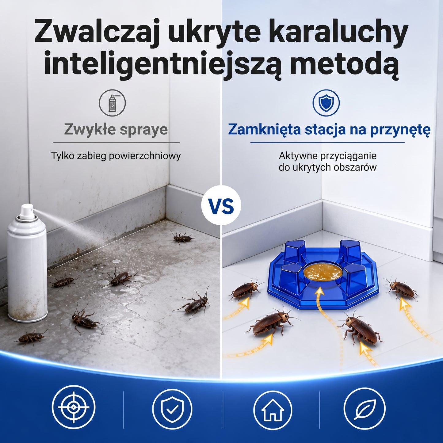 PKNEW® 🪳 Inteligentna stacja z przynętą na karaluchy o działaniu łańcuchowym 🛡️ – dociera do ukrytych gniazd, pomaga zlikwidować całą kolonię i chroni dom nawet przez 2 lata 💎