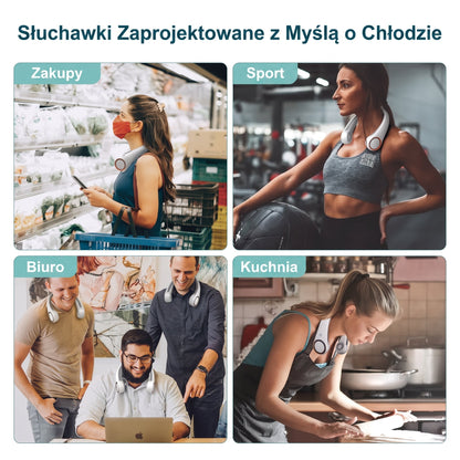 🔥🔥Przenośny wentylator na szyję PKNEW®, bezłopatkowy wentylator osobisty, chłodzenie typu hands-free do użytku na zewnątrz i w biurze