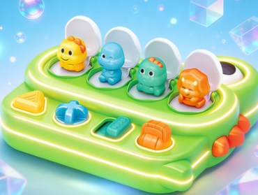 Dinosaur Pop-Up Switch Game - Toddler Interactive Learning Box, Peek-a-Boo Puzzle Toy for Sensory Discovery & Hand-Eye Coordination