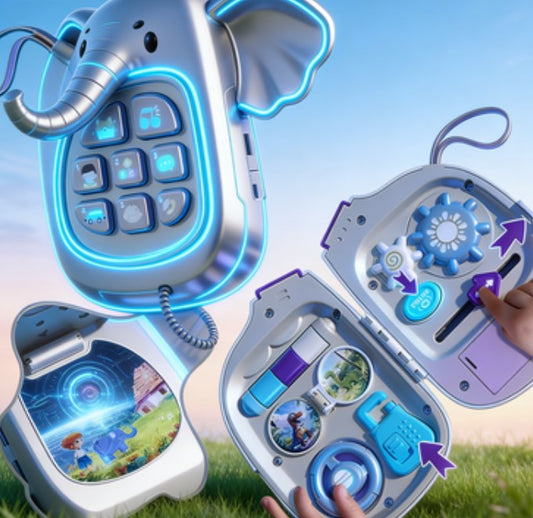 Elephant Musical Busy Board for Toddlers - 6-in-1 Montessori Sensory Toy with Lights & Music, Early Educational Learning Phone Toy & Birthday Gift