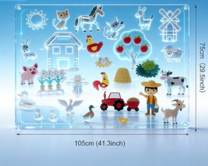 Montessori Felt Farm Animals Story Set - Early Learning Sensory Activity Board, Preschool Toddler Storybook Wall Decor & Fine Motor Skills Puzzle Toy