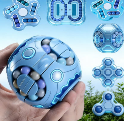 Rotating Bean Antistress Fingertip Cube - 2-in-1 Sensory Fidget Spinner & Puzzle Disk, Stress Relief & Finger Dexterity Training for All Ages