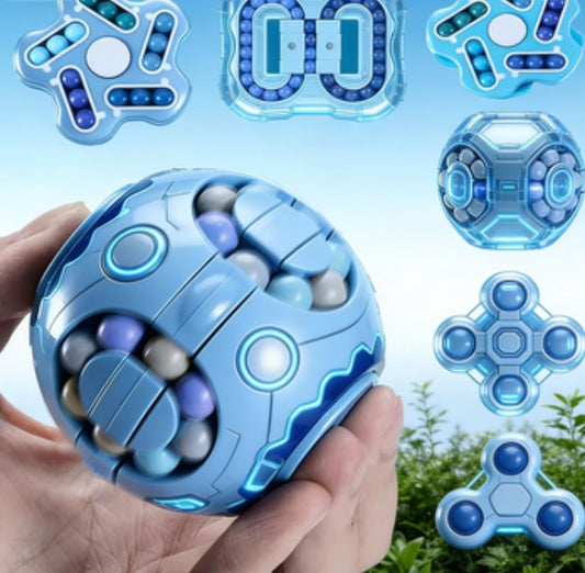 Rotating Bean Antistress Fingertip Cube - 2-in-1 Sensory Fidget Spinner & Puzzle Disk, Stress Relief & Finger Dexterity Training for All Ages