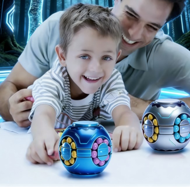 Rotating Bean Antistress Fingertip Cube - 2-in-1 Sensory Fidget Spinner & Puzzle Disk, Stress Relief & Finger Dexterity Training for All Ages