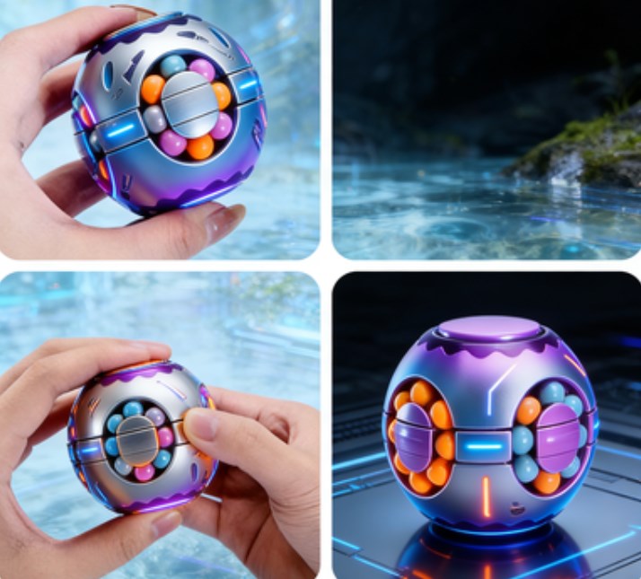 Rotating Bean Antistress Fingertip Cube - 2-in-1 Sensory Fidget Spinner & Puzzle Disk, Stress Relief & Finger Dexterity Training for All Ages