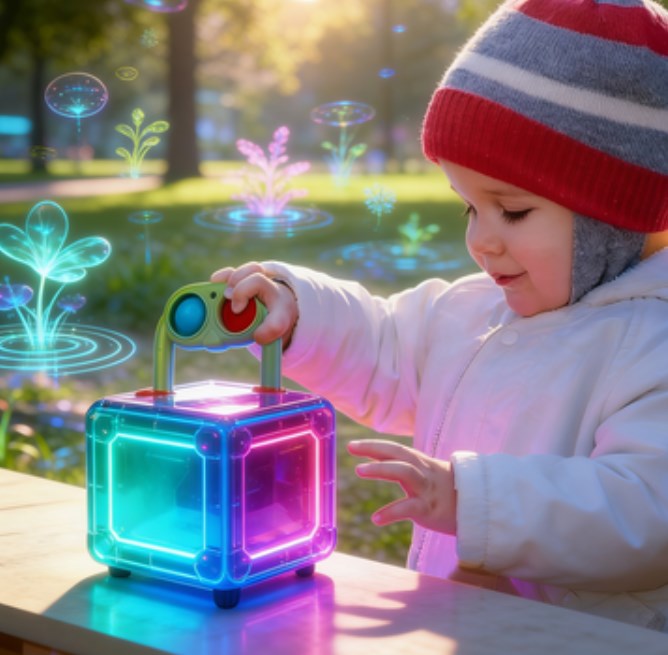 Toddler Busy Cube Sensory Toy - 7-in-1 Montessori Activity Board for Fine Motor Training, Compact Early Learning Travel Game