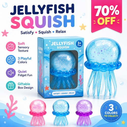 Ultra-Soft Sensory Squishy Toy– Instant Stress Relief & Anxiety Calming Gel Ball 🦑