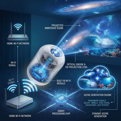 🌈PKNEW® NEXT-GEN SMART PROJECTION HD Smart Dynamic 5D Holographic Night Light Projector🌌