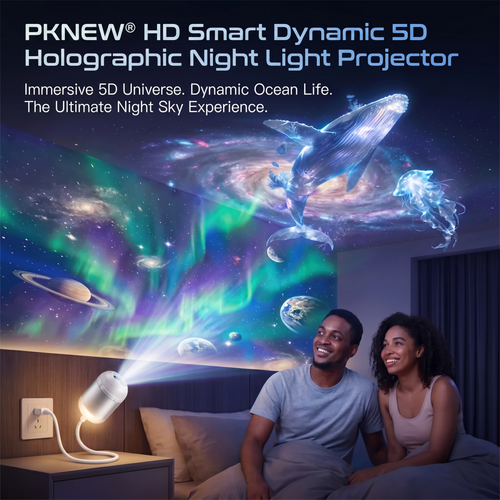 🌈PKNEW® NEXT-GEN SMART PROJECTION HD Smart Dynamic 5D Holographic Night Light Projector🌌