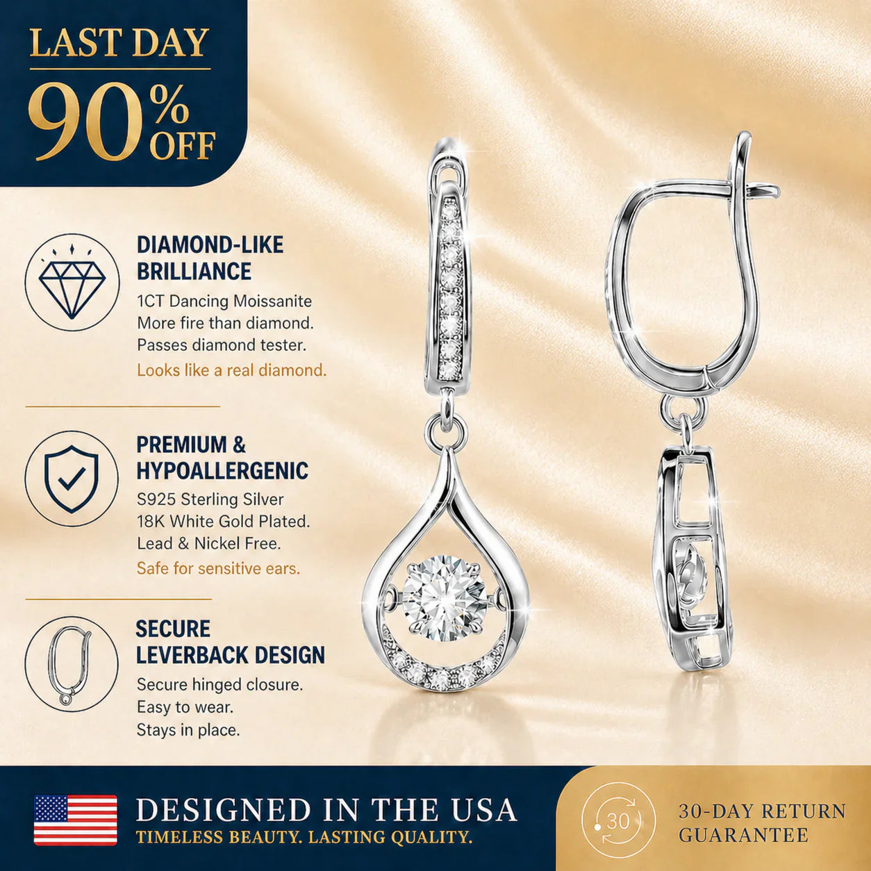 Extra 30% off on sale items | 1-Carat "Dancing" Moissanite Earrings – The Pure S925 Comfort & Sparkle You Deserve 💎